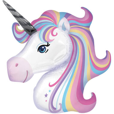 Large Shape Pastel Unicorn Foil Balloon H70 Packaged 74 cm  x 76cm