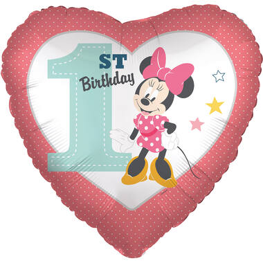Standard Minnie 1st Birthday Foil Balloon C60 Packaged 43 cm