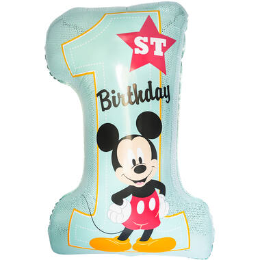 Large Shape Mickey 1st Birthday Foil Balloon H45 Packaged 48 cm x 71 cm