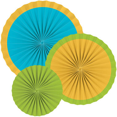 3 Fan Decorations Surf Party Paper 16 cm / 28 cm / 35 cm