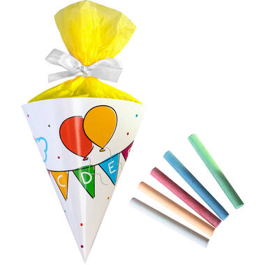 Mini School Cone filled with Chalk School Start Paper / Chalk 21 x 12 cm