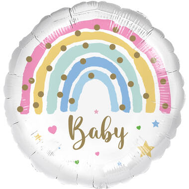 Standard Baby Pastel Rainbow Foil Balloon C40 Packaged 43 cm