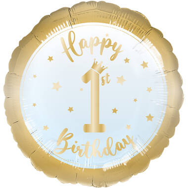 Standard 1st Birthday Boy Foil Balloon C40 Packaged 43 cm