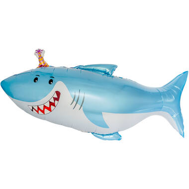 Large Shape Friendly Shark Foil Balloon H40 Packaged