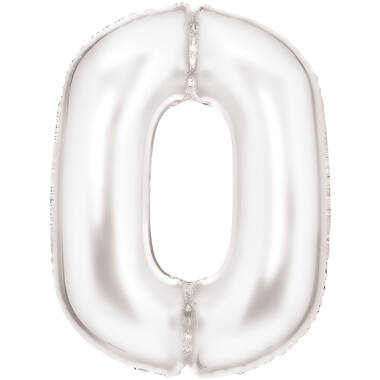 Large Number Silk Lustre 0 White Foil Balloon N34 Packaged 90 cm x 64 cm