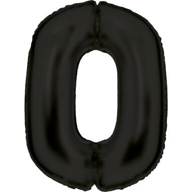 Large Number Silk Lustre 0 Black Foil Balloon N34 Packaged 90 cm x 64 cm