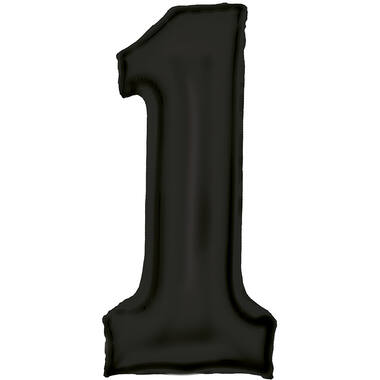 Large Number Silk Lustre 1 Black Foil Balloon N34 Packaged 82 cm x 37 cm