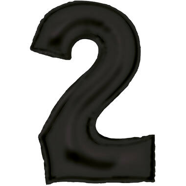 Large Number Silk Lustre 2 Black Foil Balloon N34 Packaged 86 cm x 55 cm