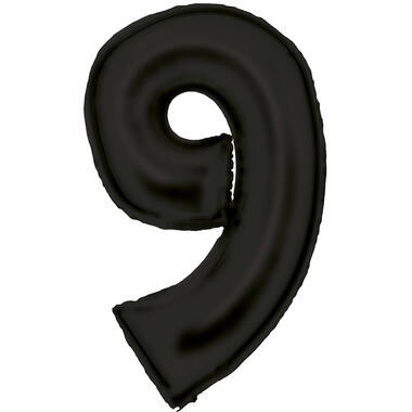 Large Number Silk Lustre 9 Black Foil Balloon N34 Packaged 91 cm x 57 cm