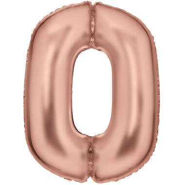 Large Number Silk Lustre 0 Rose Gold Foil Balloon N34 Packaged 90 cm x 64 cm