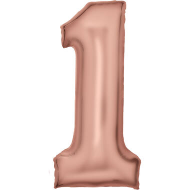 Large Number Silk Lustre 1 Rose Gold Foil Balloon N34 Packaged 82 cm x 37 cm