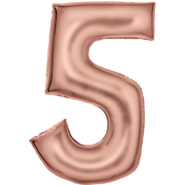 Large Number Silk Lustre 5 Rose Gold Foil Balloon N34 Packaged 89 cm x 55 cm