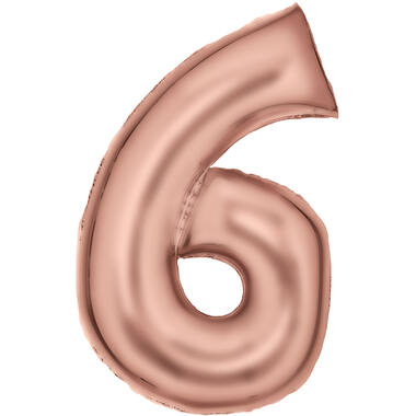 Large Number Silk Lustre 6 Rose Gold Foil Balloon N34 Packaged 92 cm x 55 cm