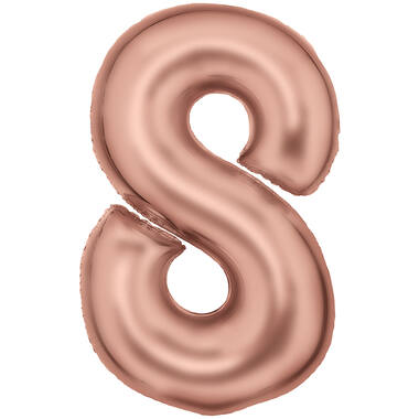 Large Number Silk Lustre 8 Rose Gold Foil Balloon N34 Packaged 86 cm x 54 cm