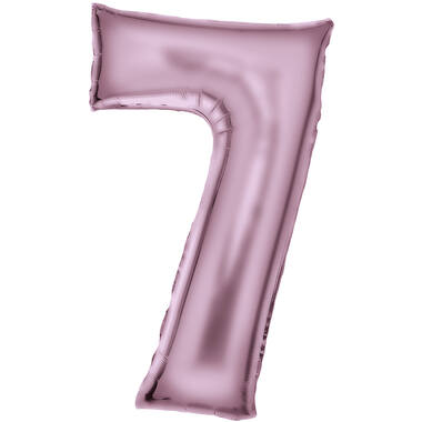 Large Number Silk Lustre 7 Pastel Pink Foil Balloon N34 Packaged 88 cm x 53 cm