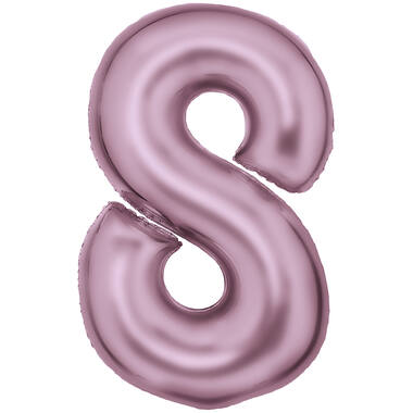 Large Number Silk Lustre 8 Pastel Pink Foil Balloon N34 Packaged 86 cm x 54 cm