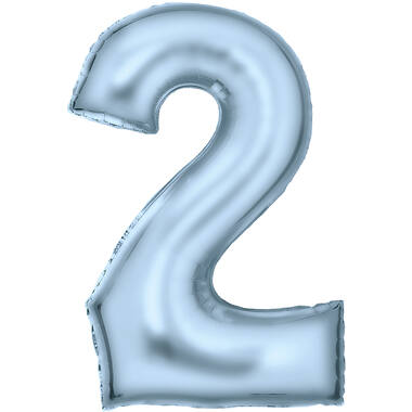 Large Number Silk Lustre 2 Pastel Blue Foil Balloon N34 Packaged 86 cm x 55 cm