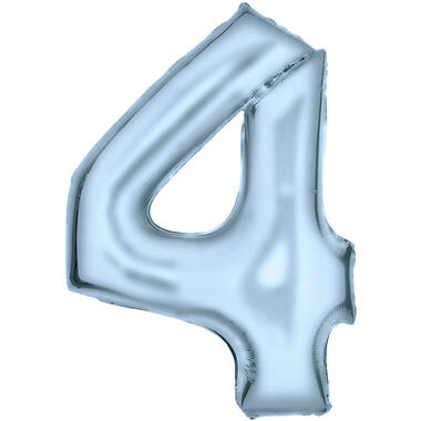 Large Number Silk Lustre 4 Pastel Blue Foil Balloon N34 Packaged 93 cm x 65 cm
