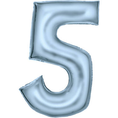 Large Number Silk Lustre 5 Pastel Blue Foil Balloon N34 Packaged 89 cm x 55 cm