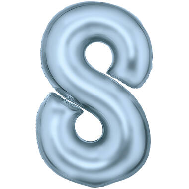 Large Number Silk Lustre 8 Pastel Blue Foil Balloon N34 Packaged 86 cm x 54 cm