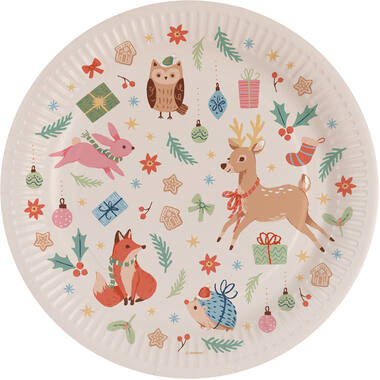 8 Plates Winter Woodland Paper 23 cm