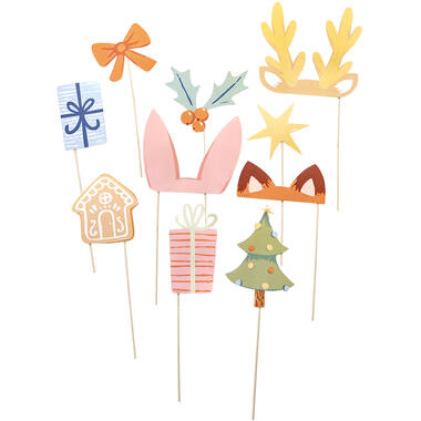 Photo Booth Kit Winter Woodland Paper / Wood 10 Pieces
