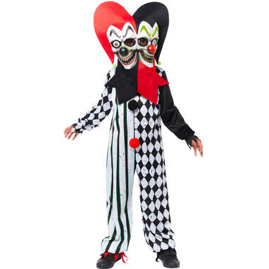 Child Costume Double Headed Jester Clown Age 4-6 Years