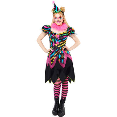 Adult Costume Funhouse Neon Clown Ladies Size S