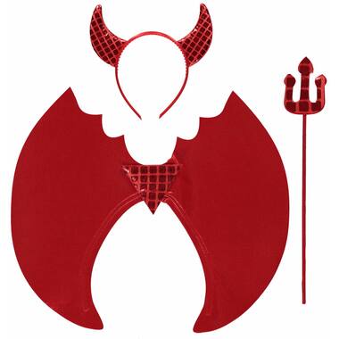 Adults Accessory Kit Foil Devil Wings with Headband and Trident  Onesize