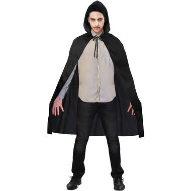 Costume Accessory Black Hooded Cape One size