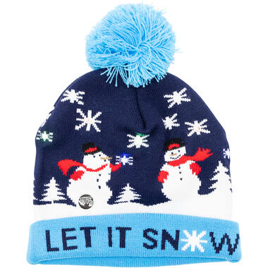 Wool Hat Snowman with Light One Size