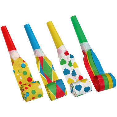 7 Blowouts Multicolour Assorted Plastic / Paper 30 cm