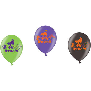 6 Latex Balloons Happy Halloween 27.5 cm / 11"