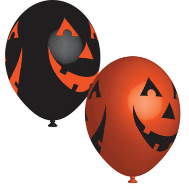 6 Latex Balloons Smiling Pumpkin 27 cm / 11"