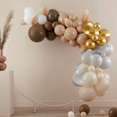 Balloon Arch - Paper Fans - Taupe, Brown & Nude