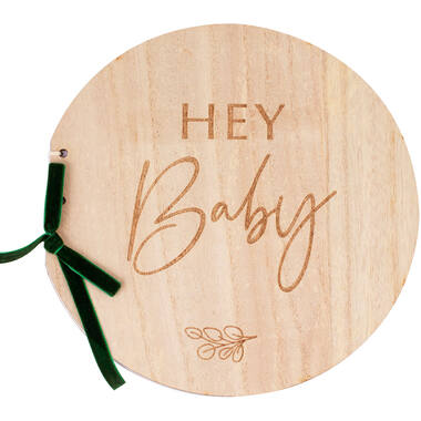 wooden hey baby guest book