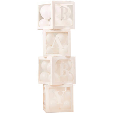 Pop up baby blocks to fill with white balloons