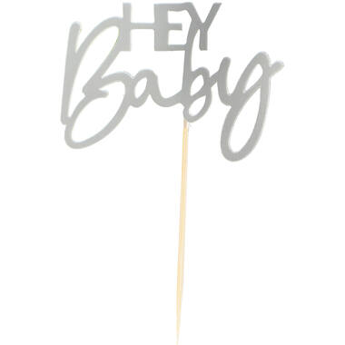 Cupcake Topper- Hey Baby - Green and Nude