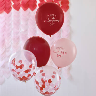 Balloon Bundle - 5pk Pink, Red & Confetti