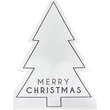 Napkin - Merry Christmas - Black and White