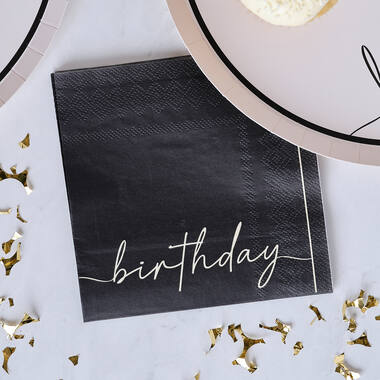 Cocktail Napkin - Birthday - Black and Nude