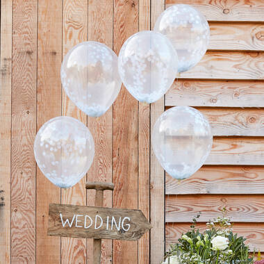 Balloons - 12" Confetti - Whit