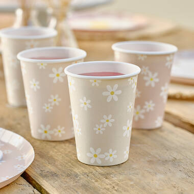 Daisy Print Paper Cups