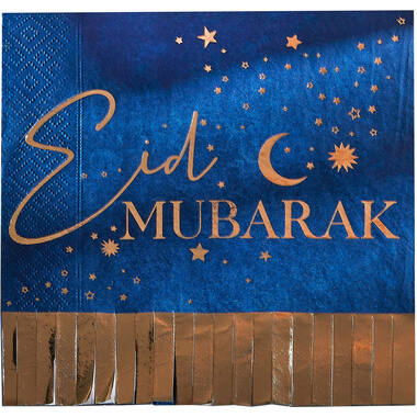 Paper Napkin - Eid Mubarak Fringe Napkin - Navy and Gold
