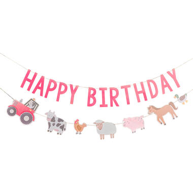 Balloon Bunting - Triple Layer Happy Birthday Farm Bunting with Balloons