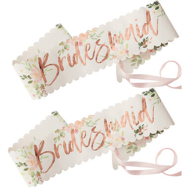 2 Sashes Floral Hen Party Paper / Foil 76 x 10 cm