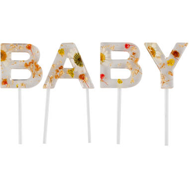 Pressed Flowers Baby Cake Topper