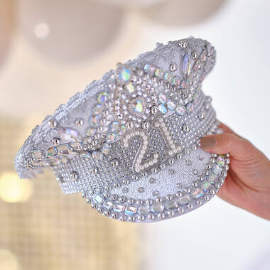 Wearables - 21 Milestone Silver Embellished Sequin Hat