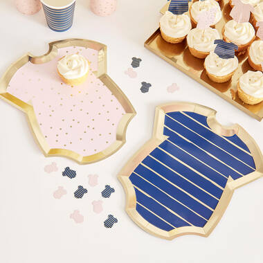 Gold Foiled Pink and Navy Baby grow shaped  mixed plates