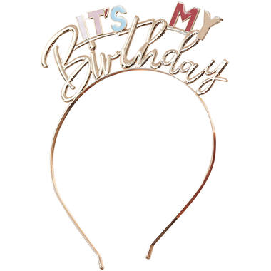 Headband - It's My Birthday - Gold and Pastel